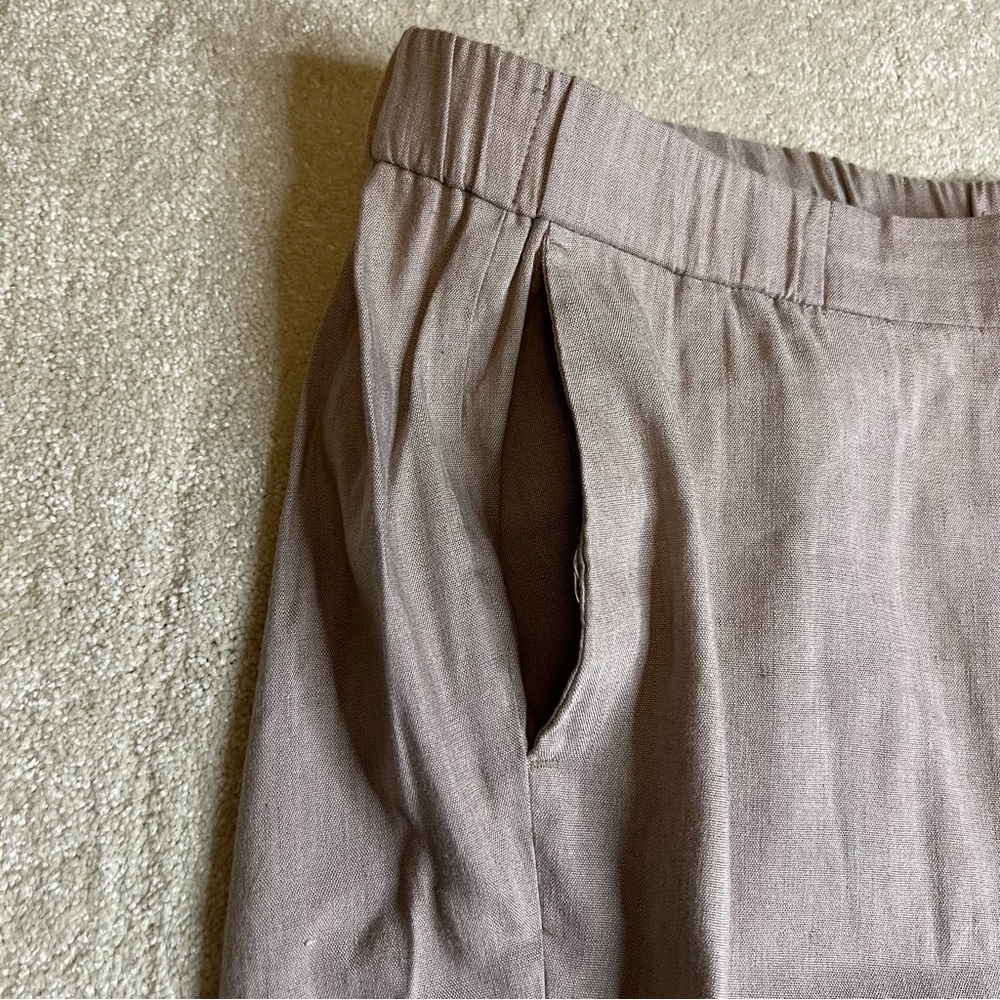j jill brown linen blend lightweight straight leg stretch pull on pants women 1X - Picture 3 of 11